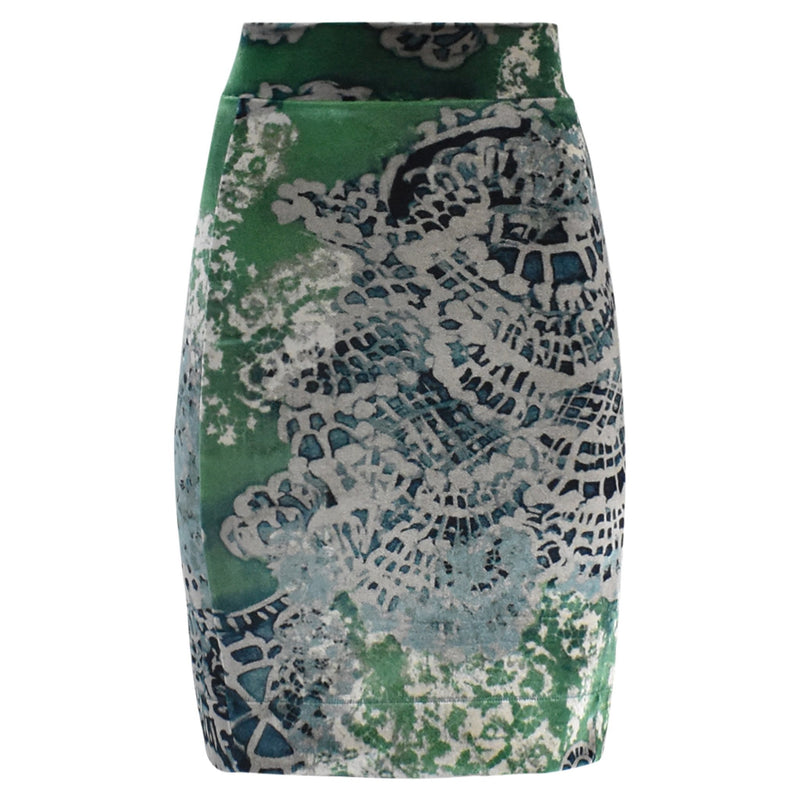 GROENE MIDI ROK MET PRINT