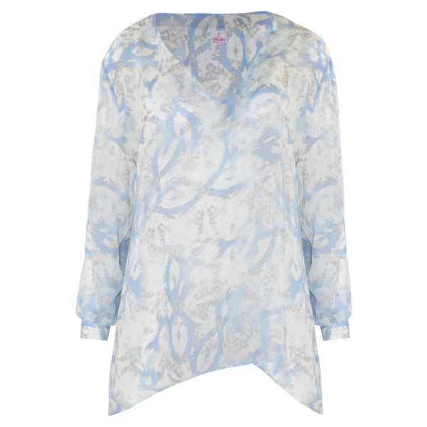 LICHTBLAUWE TOP MET PRINT