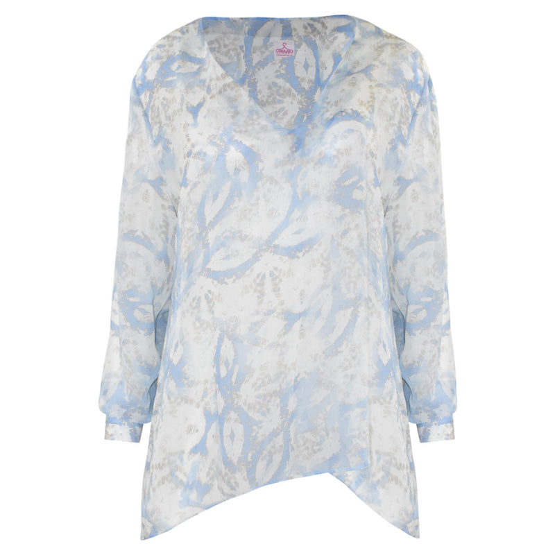 LICHTBLAUWE TOP MET PRINT