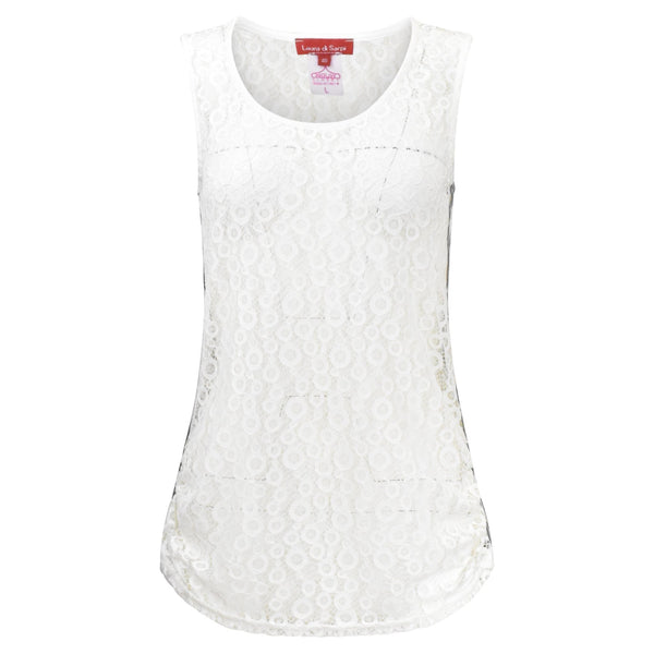 WITTE TRANSPERANTE TOP ZONDER MOUWEN