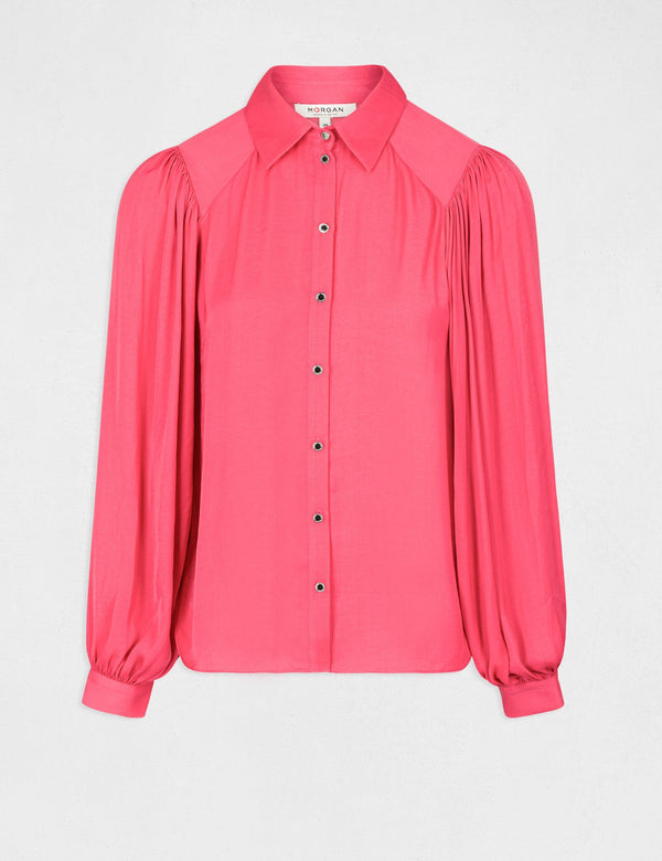 BLOUSE ROZE EFFEN RUIMVALLENDE BALLONMOUWEN