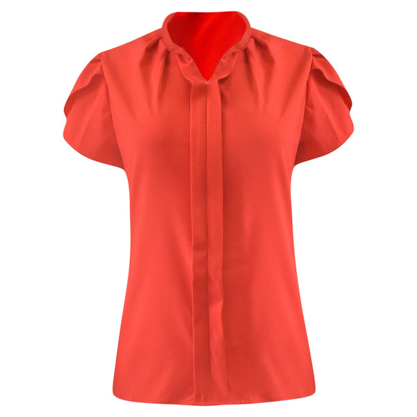 RODE BLOUSE MET KORTE MOUWEN