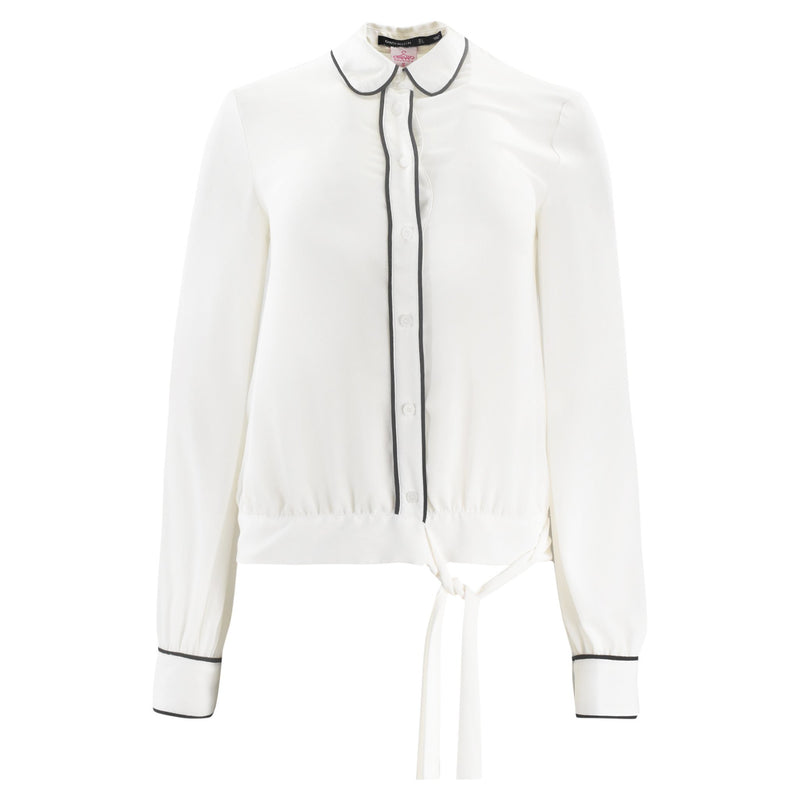 WITTE BLOUSE MET ZWARTE RANDEN
