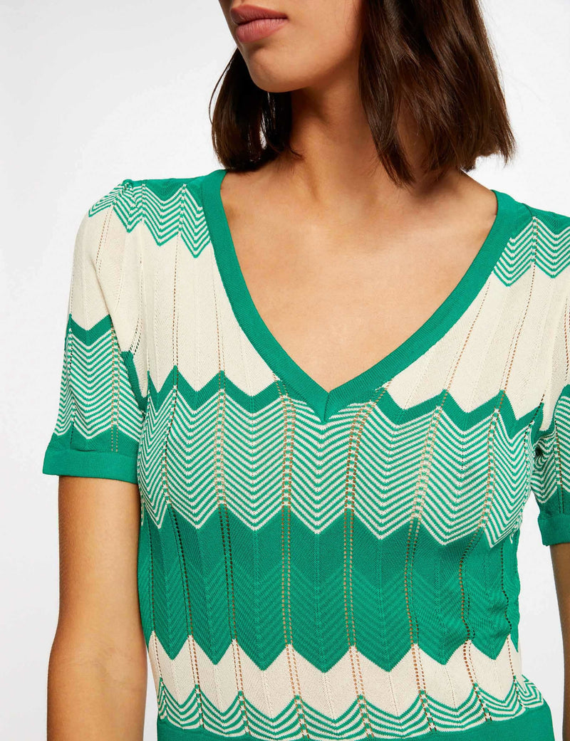 LANGE JURK GROEN  CREME WIT