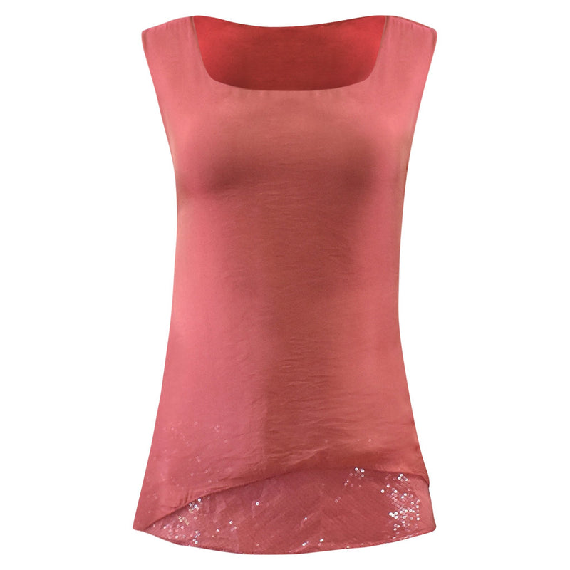 ROZE TOP MET GLITTER RAND