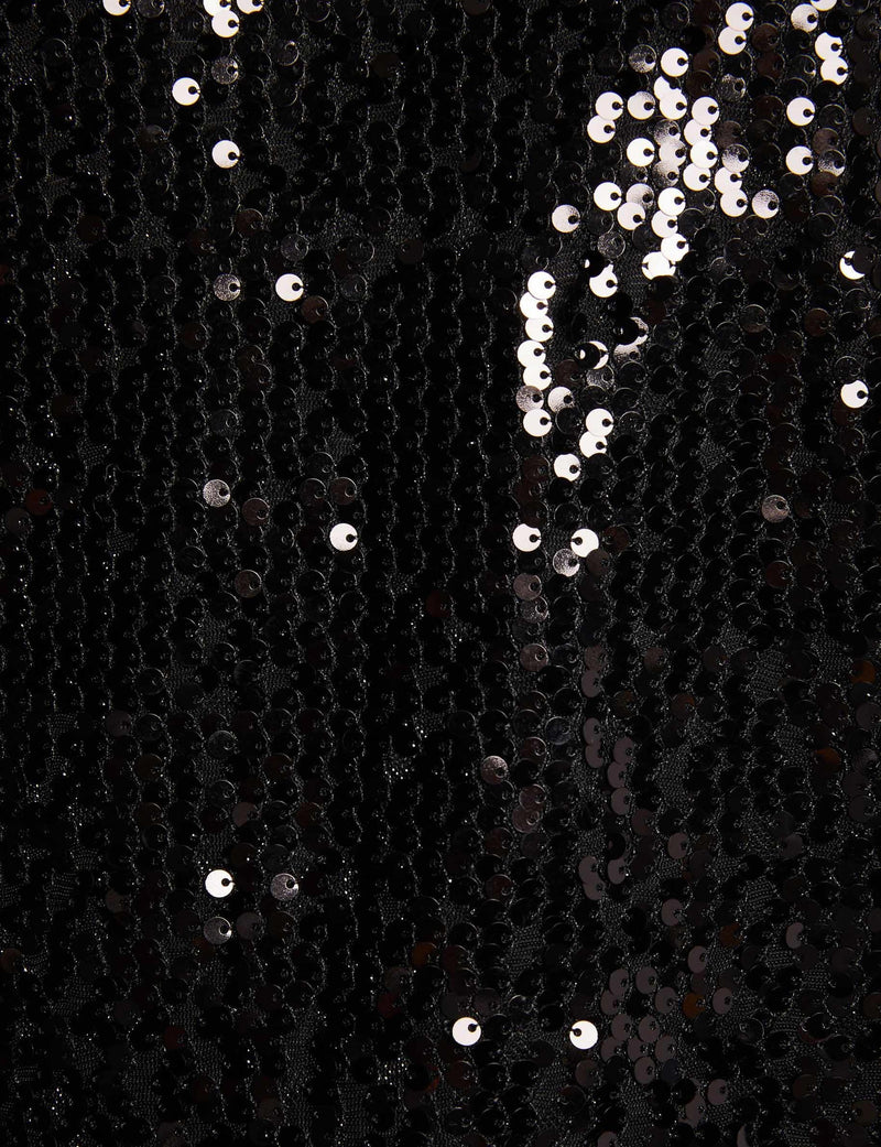 TOP KORTE MOUWEN ZWART GLITTERS