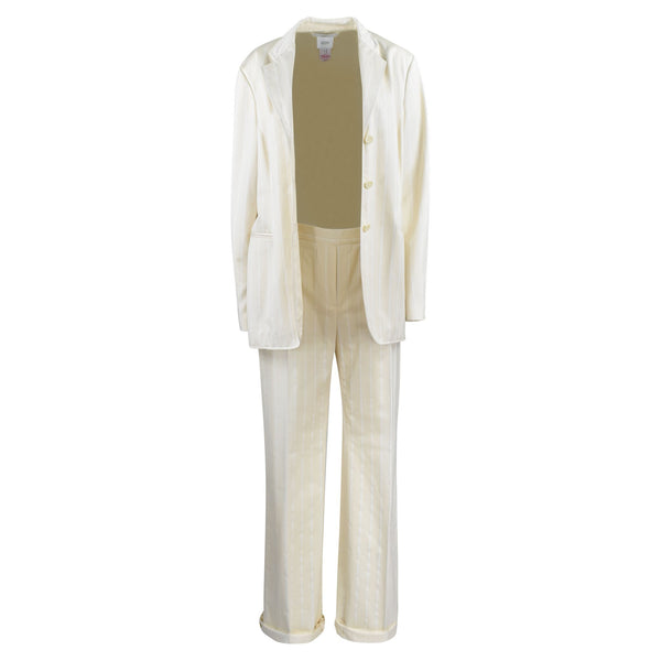 CREME WITTE BROEK MET WITTE STREPEN (SET)