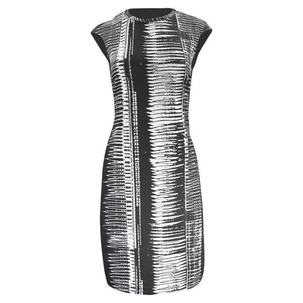 MIDI JURK MET ZWART WITTE PRINT