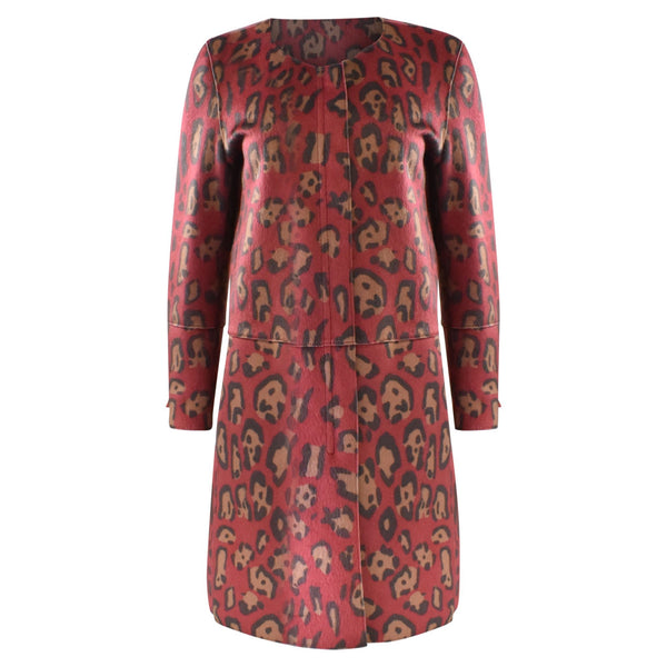 MARCCAIN RODE MANTEL MET PANTERPRINT