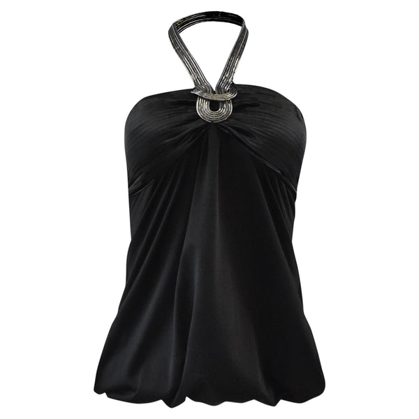 ZWARTE TOP MET HALTER