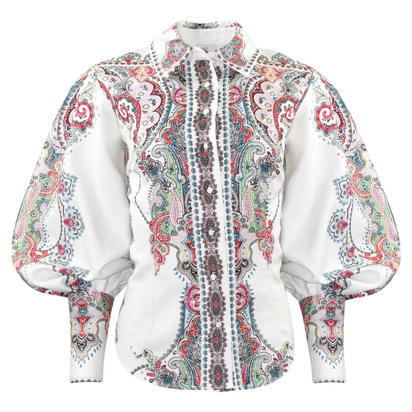 LINNEN BLOUSE MET PAISLEY PRINT