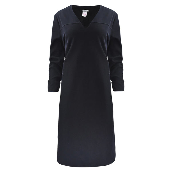 ZWARTE MIDI JURK MET PRINT