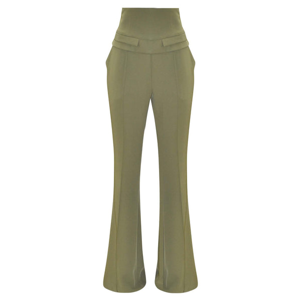 GROENE HIGH WAIST BROEK.