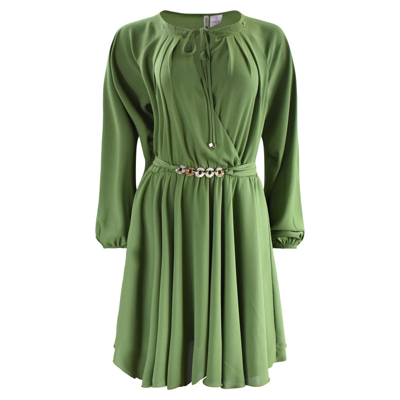 GROENE MIDI JURK MET RIEM