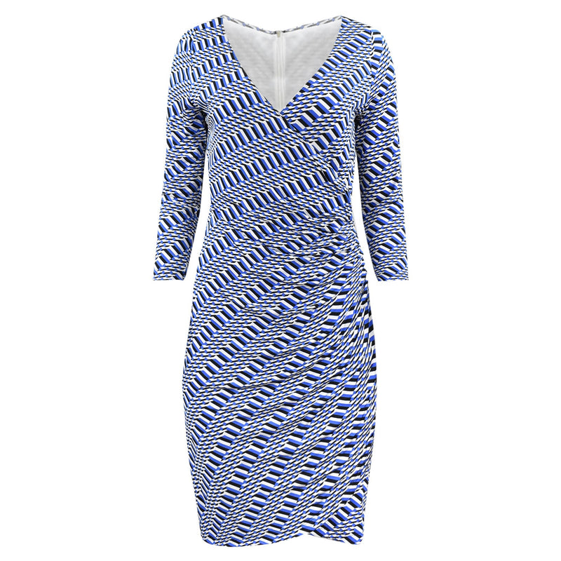 LICHTBLAUWE MIDI JURK MET PRINT