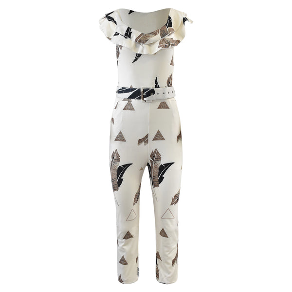 WITTE JUMPSUIT MET PRINT