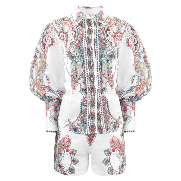 LINNEN BLOUSE MET PAISLEY PRINT