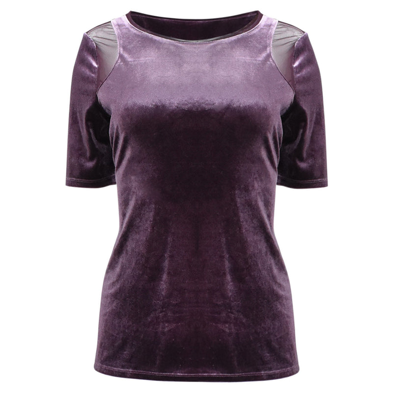 FLUWELEN PAARSE KORTE MOUWEN TOP
