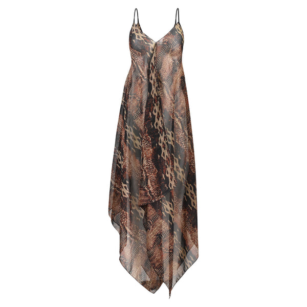BRUINE MIDI JURK MET PRINT