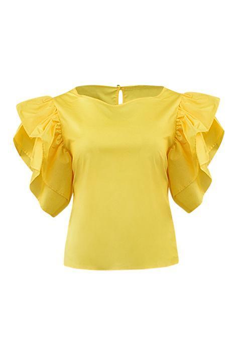 TOP MET GELE FLARED MOUWEN