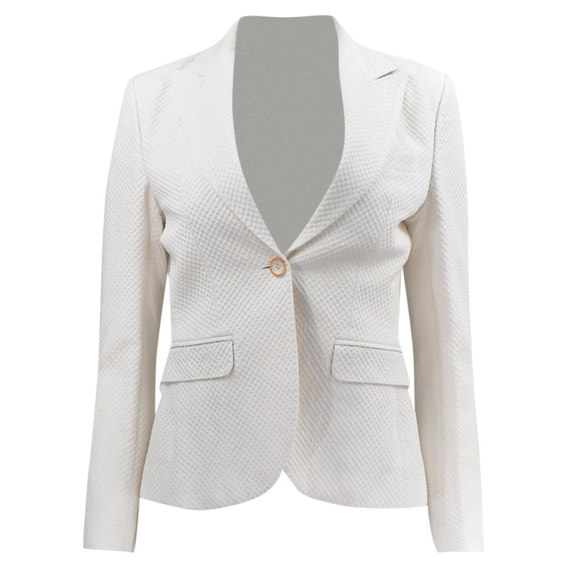 WITTE BLAZER MET RELI?F