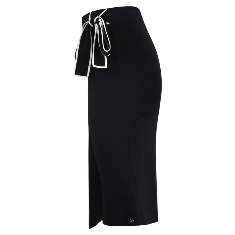 ZWART/WITTE MIDI ROK MET STRIK