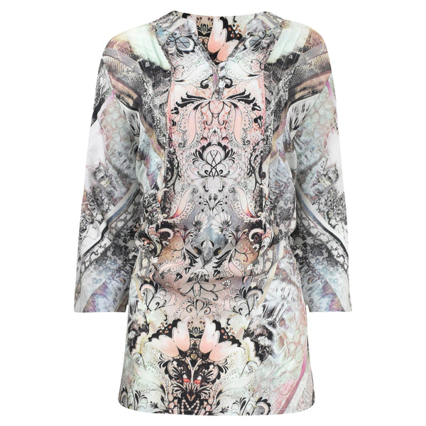 GEKLEURDE LANGE MOUWEN TOP MET PRINT