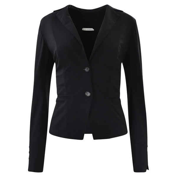 ZWARTE BLAZER IN TRAVELER STOF