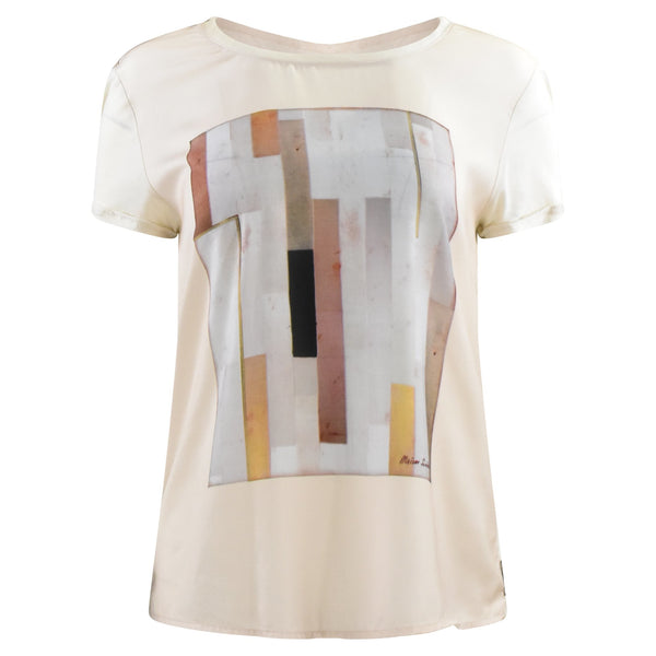 BEIGE TOP MET PRINT