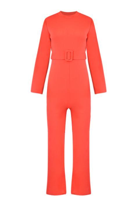 RODE JUMPSUIT MET RIEM