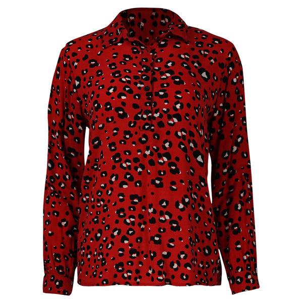 BLOUSE ROOD LUIPAARD