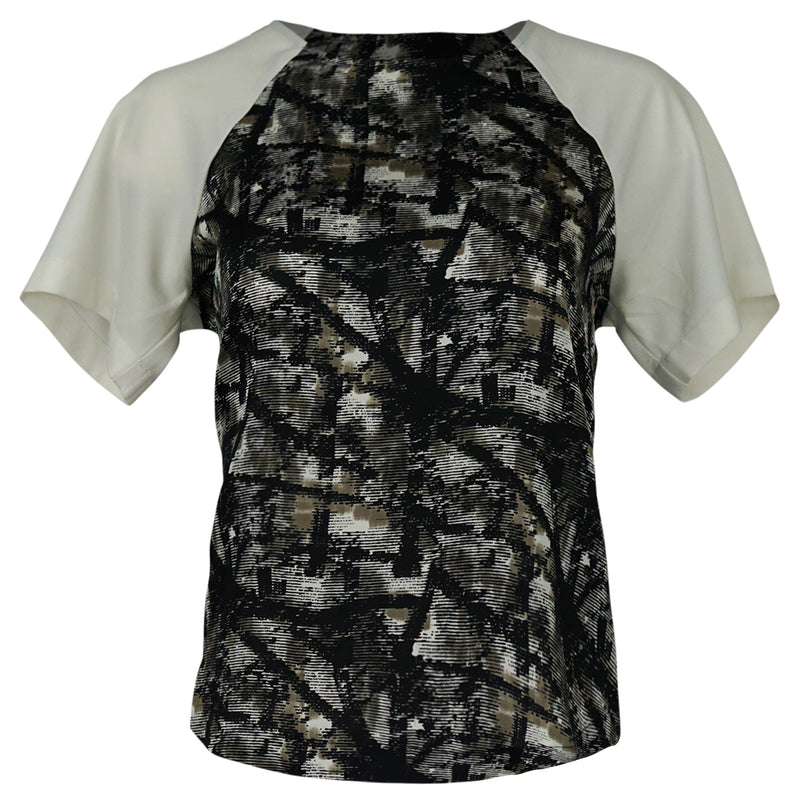 TOP KORTE MOUWEN ZWART WIT GESTREEPT WITTE MOUWEN