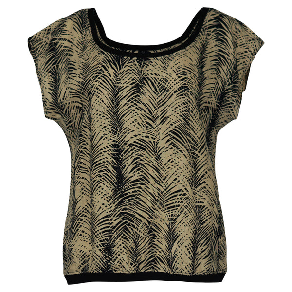 TOP ZONDER MOUWEN BEIGE GESTREEPT