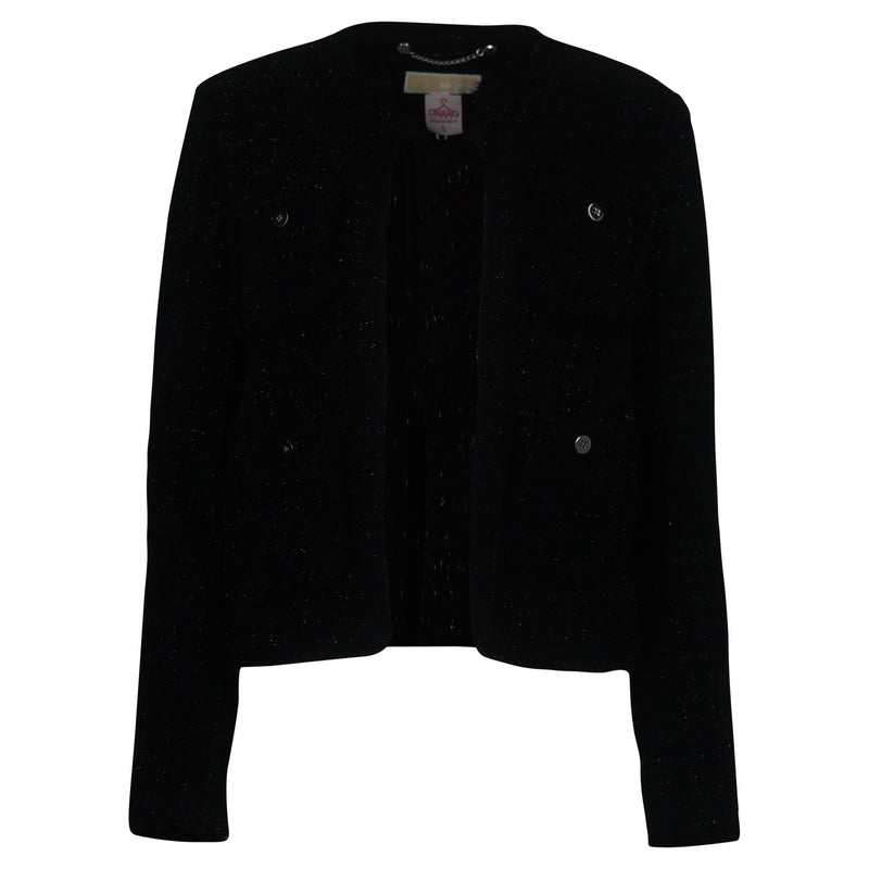 BLAZER ZWART GLITTERS TWEED OPGEZETTE ZAKKEN