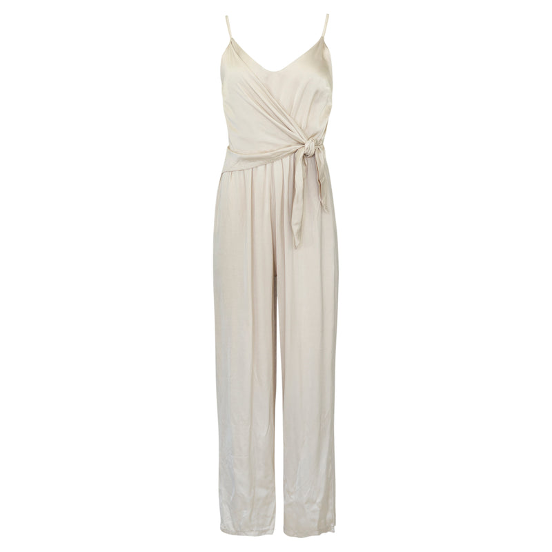 JUMPSUIT BEIGE EFFEN VISCOSE MET KNOOP