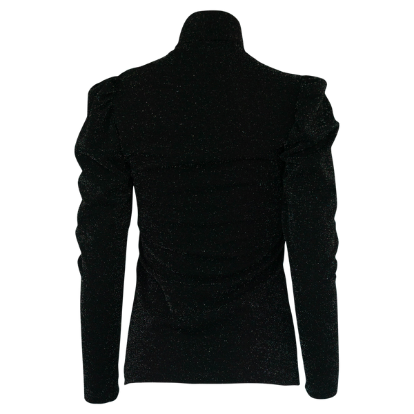 TOP LANGE MOUWEN ZWART GLITTERS