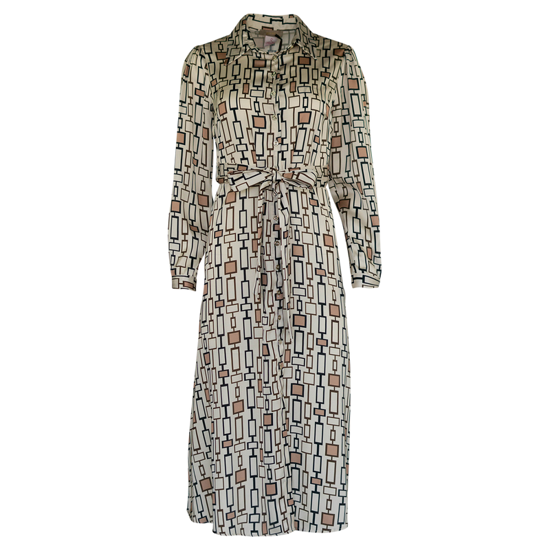 LANGE JURK BEIGE BLOKJES