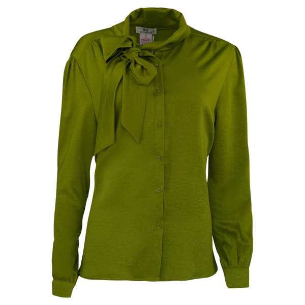 BLOUSE GROEN EFFEN MET STRIKKRAAG