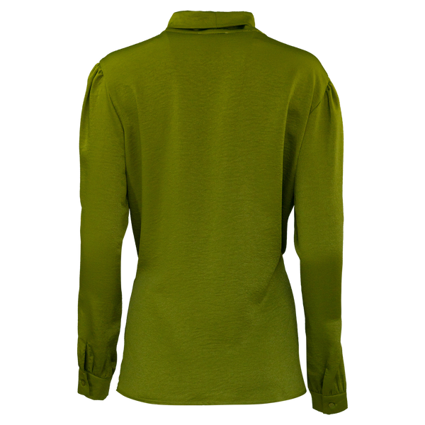 BLOUSE GROEN EFFEN MET STRIKKRAAG