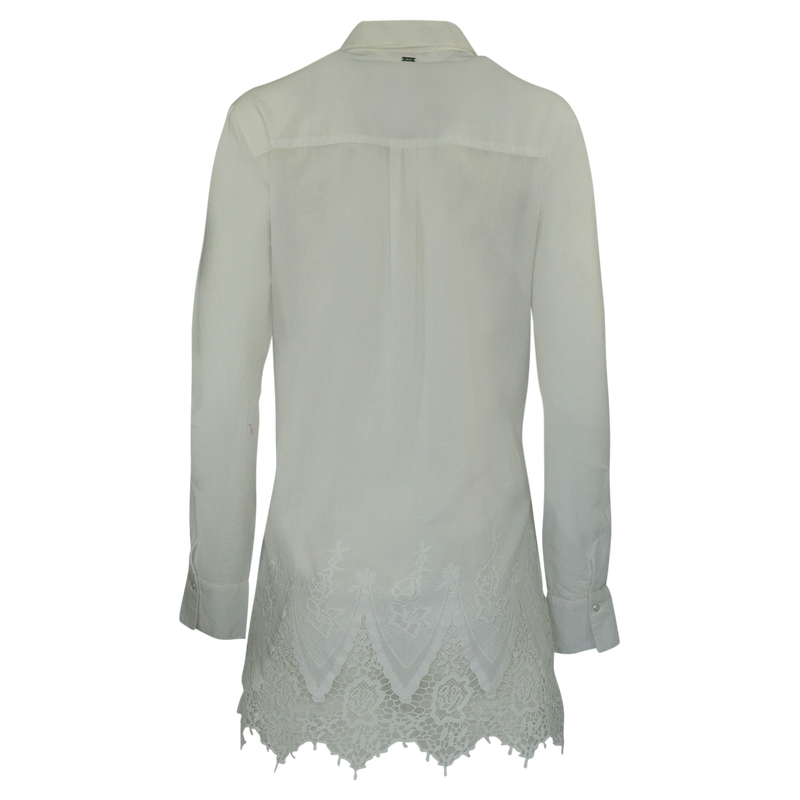 BLOUSE WIT EFFEN MET KANTEN RAND