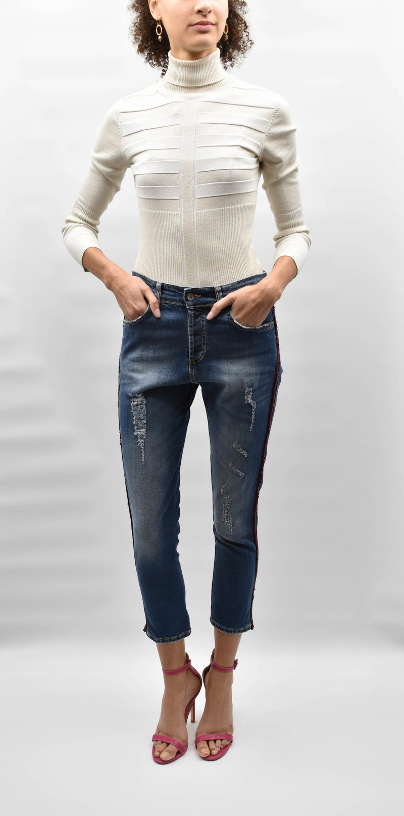 JEANS BLAUW GLITTERS