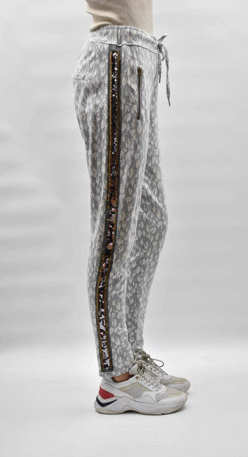 GRIJZE JOGGING BROEK MET GLITTER BIES