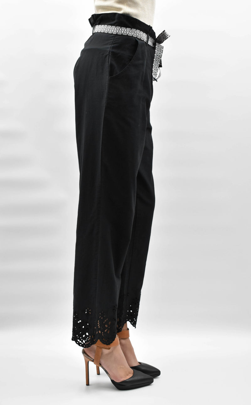 PANTALON MET RIEM EN PRINT BROEKSPIJPEN