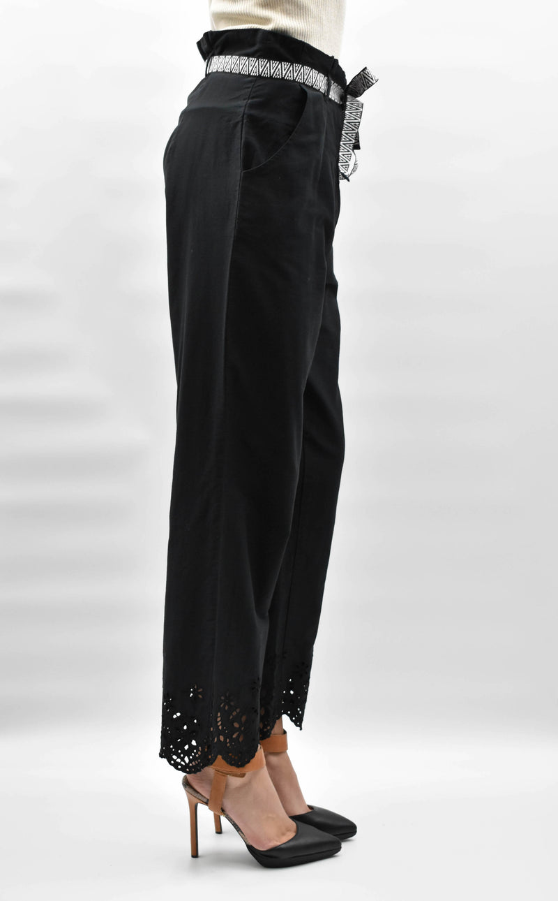 PANTALON MET RIEM EN PRINT BROEKSPIJPEN