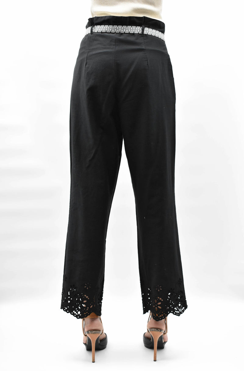 PANTALON MET RIEM EN PRINT BROEKSPIJPEN