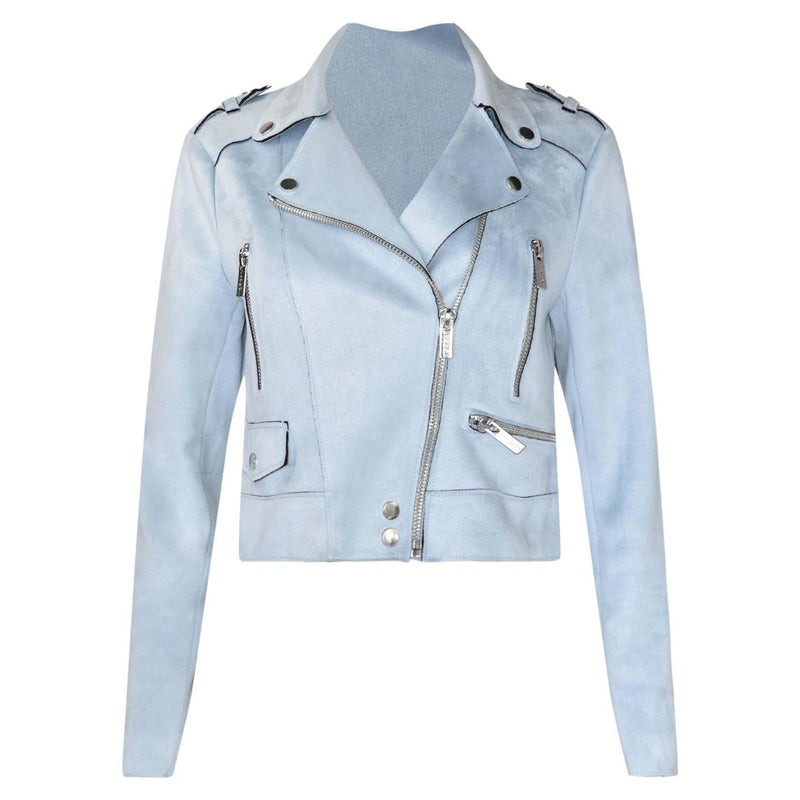 SUEDE BIKER JACKET BLAUW