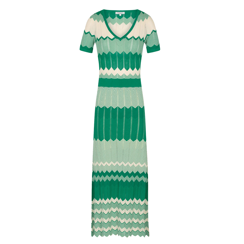 LANGE JURK GROEN  CREME WIT