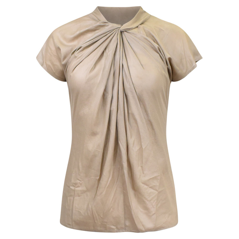 BEIGE TOP KORTE MOUW