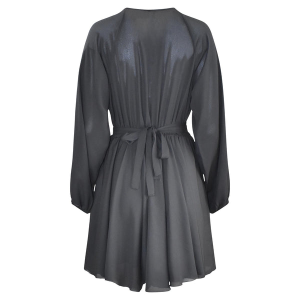 ZWARTE MIDI JURK MET RIEM
