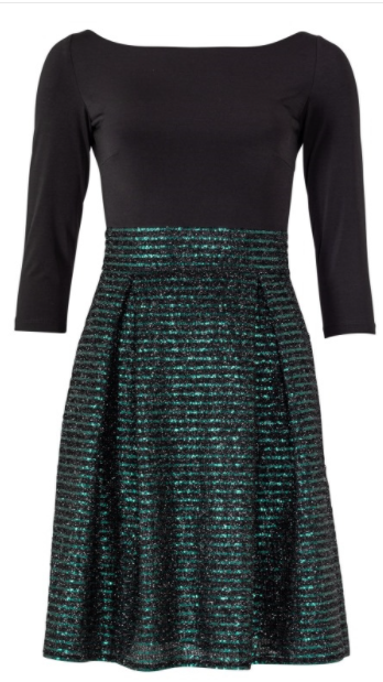 MIDI JURK MET GROENE GLITTER